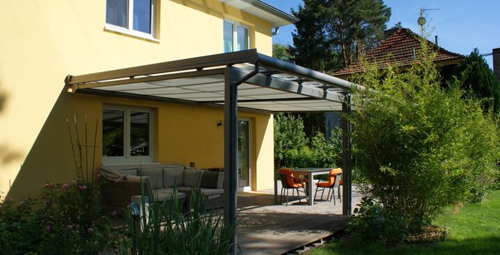 Erhardt T150 Terrassendach mit Dacheindeckung Verbundsicherheitsglas Referenz Schöneiche